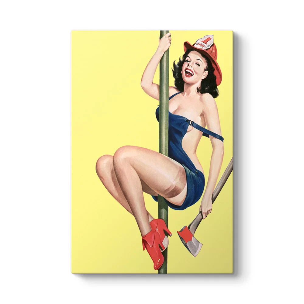 Pin Up Girl İtfaiyeci Tablo - Model 2
